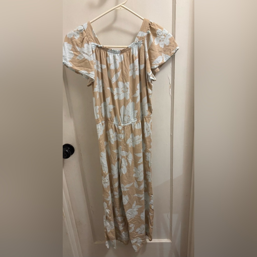 Carter's Tan and White Floral romper girls size 14